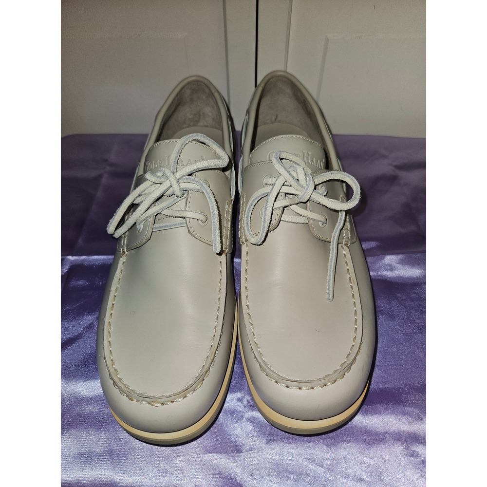 Cole Haan Resort Mens 10.5 M Light Gray Leather Boat Shoes Loafers C00036